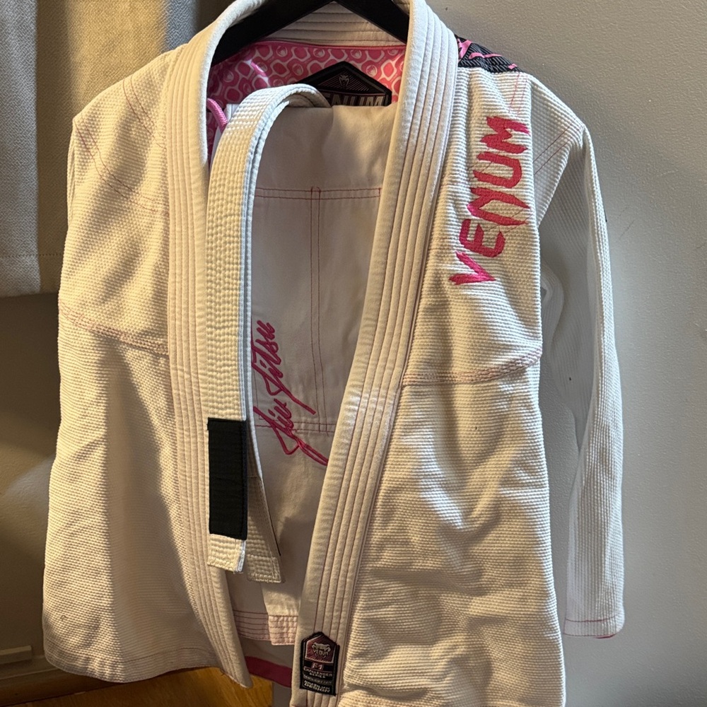 Venum Women's White and Pink Gi